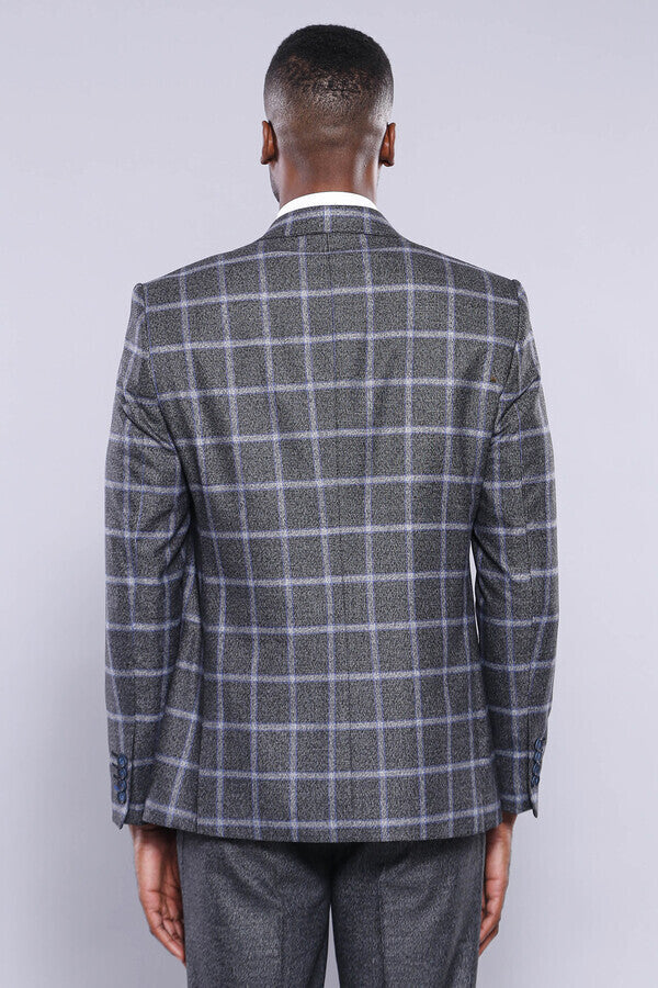WSS Grey Blue Checked Suit  - Greenville