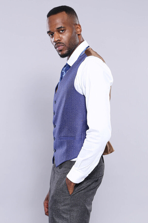 WSS Grey Blue Checked Suit  - Greenville