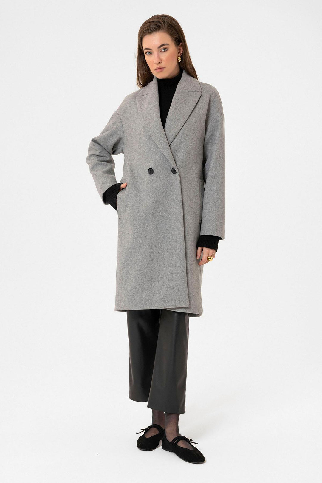 ANT Antioch Gray Women's Wrap Closure Oversized Coat - Sahuarita
