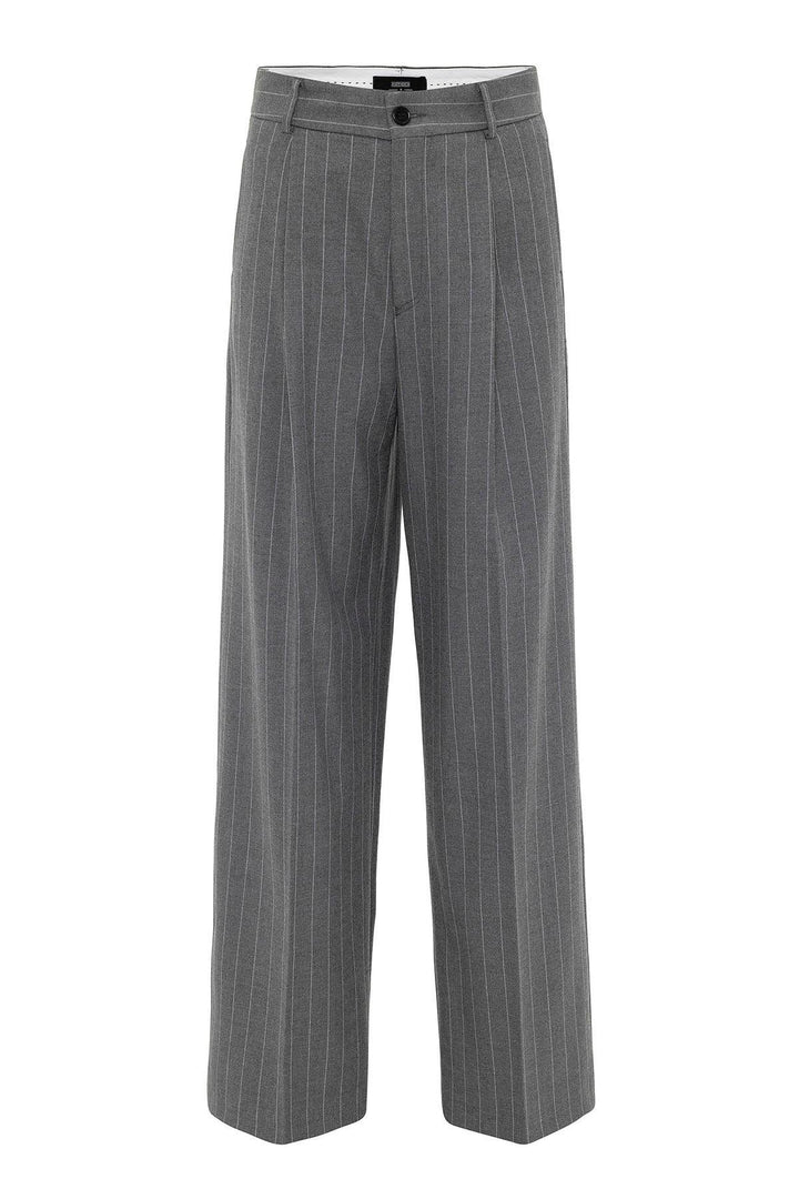 ANT Antioch Gray Women's High Waist Pleated Striped Pants - Kingston