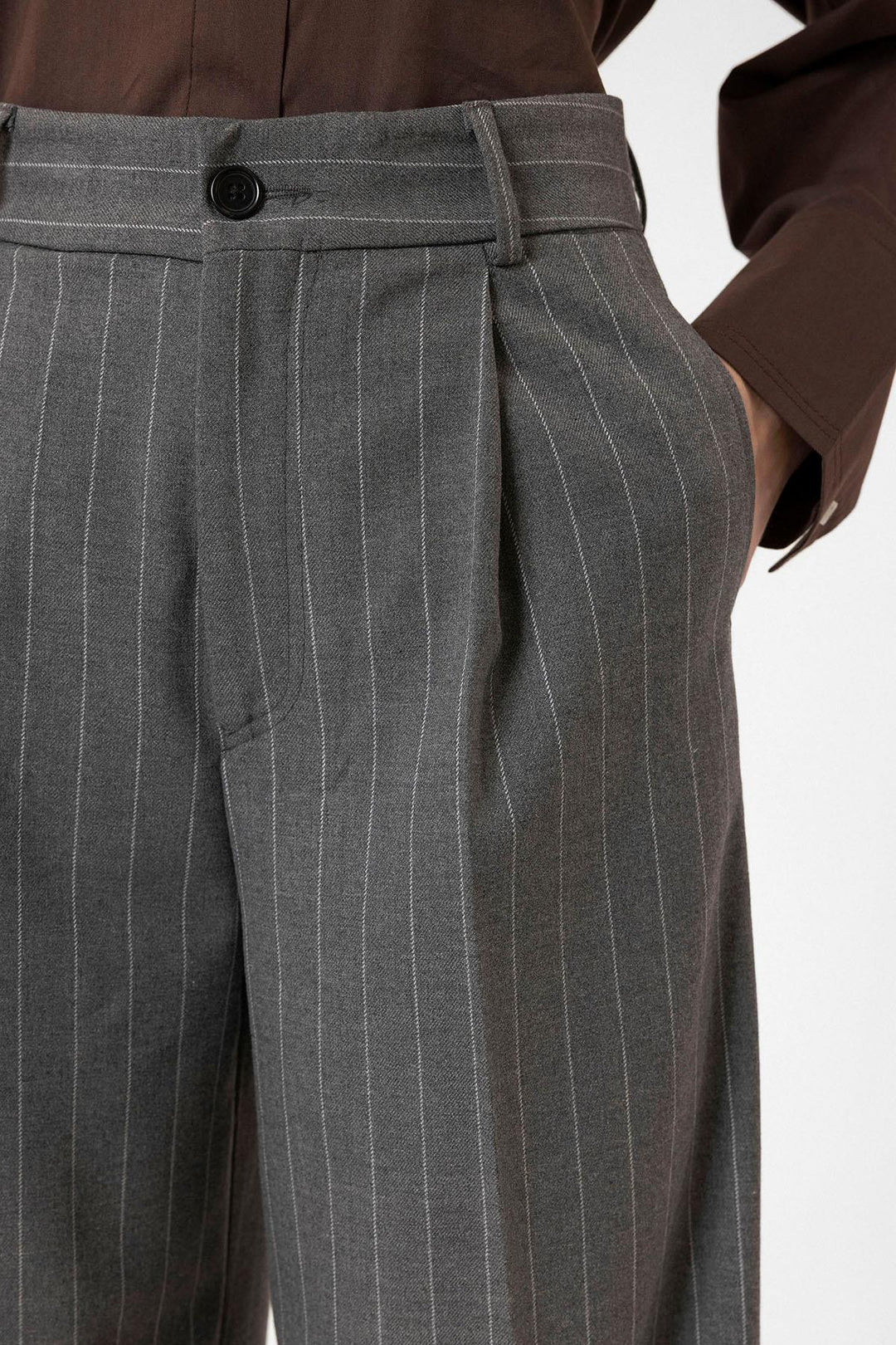 ANT Antioch Gray Women's High Waist Pleated Striped Pants - Kingston