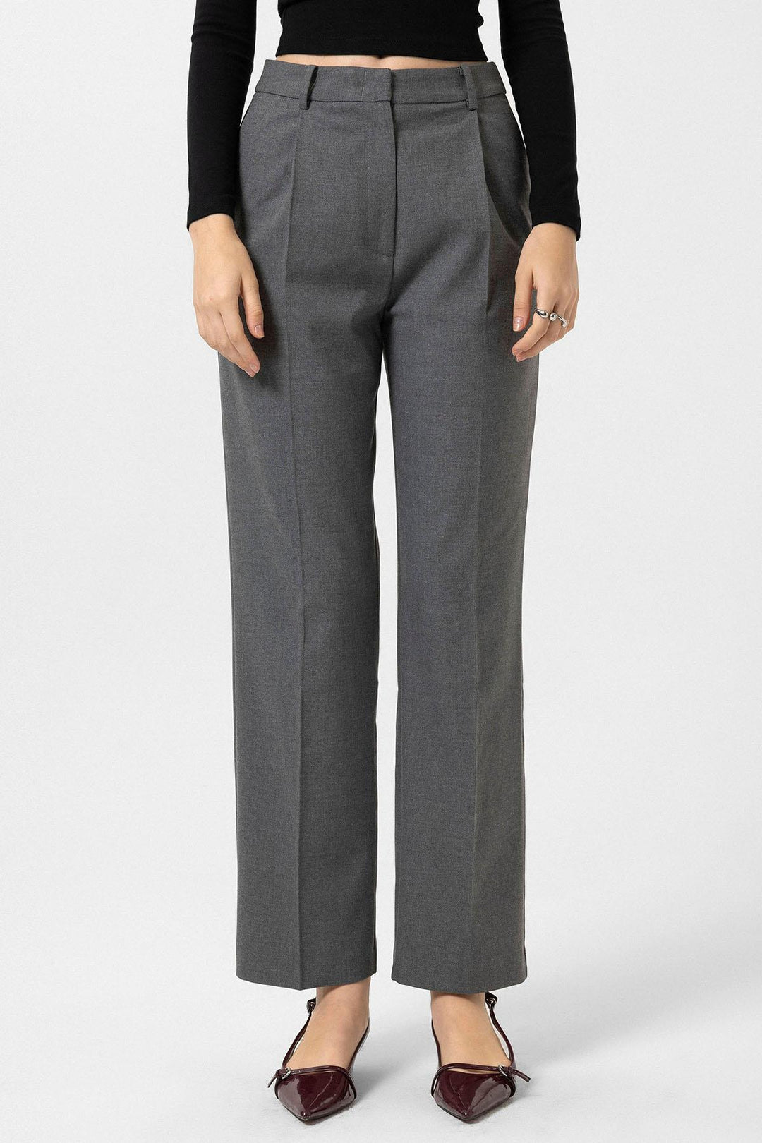 ANT Antioch Gray Women's High Waist Pleated Pants - Oldham