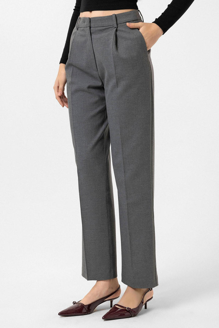 ANT Antioch Gray Women's High Waist Pleated Pants - Oldham