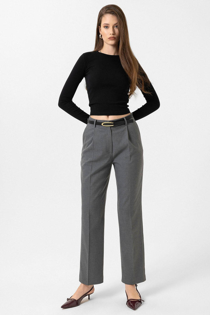 ANT Antioch Gray Women's High Waist Pleated Pants - Oldham