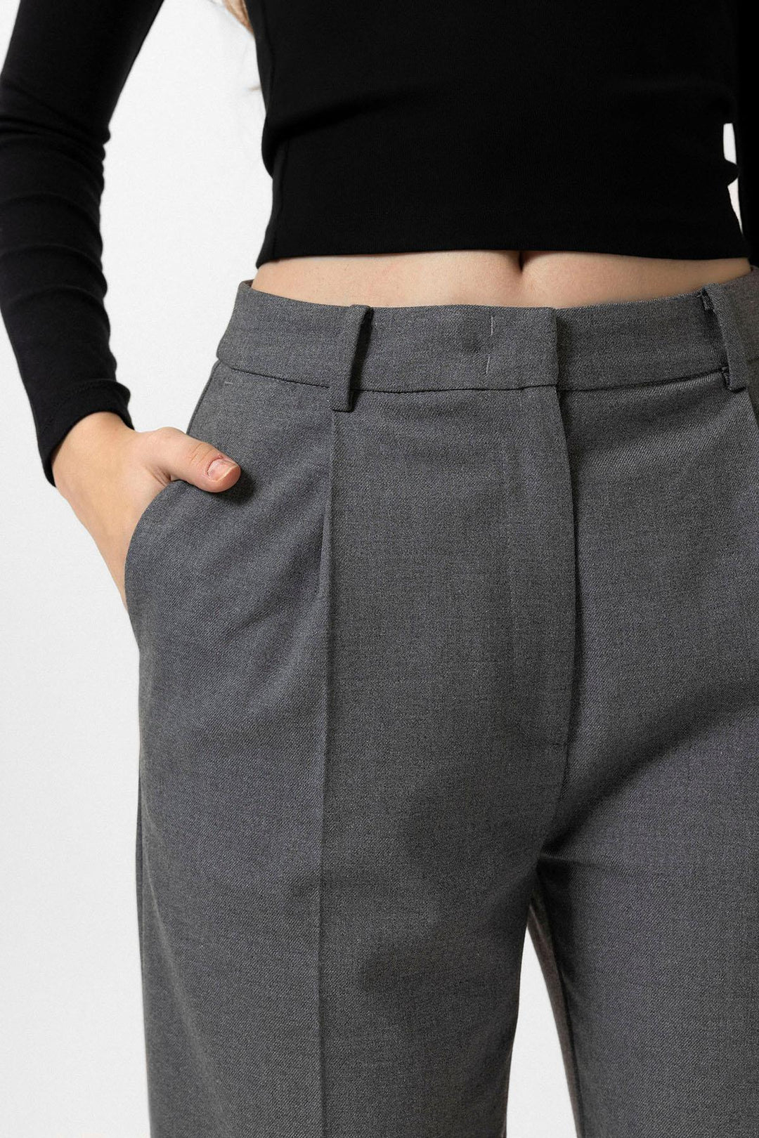 ANT Antioch Gray Women's High Waist Pleated Pants - Oldham