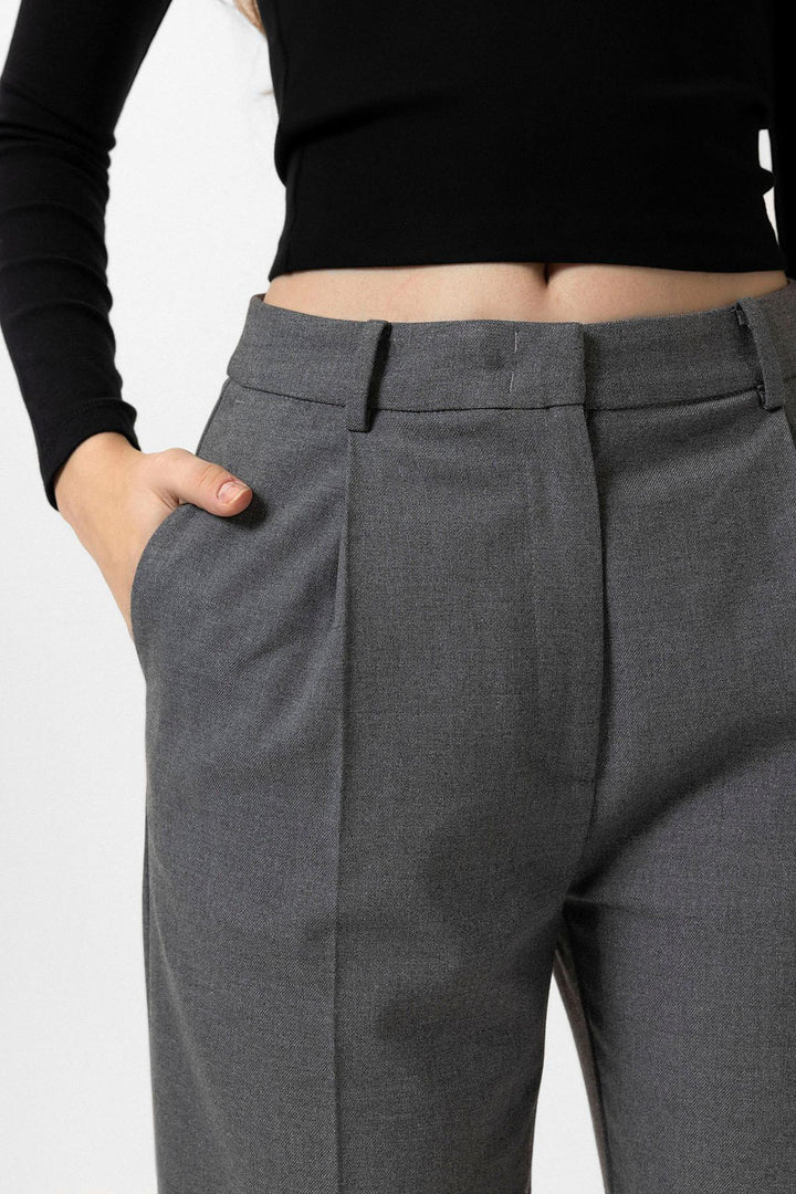 ANT Antioch Gray Women's High Waist Pleated Pants - Oldham