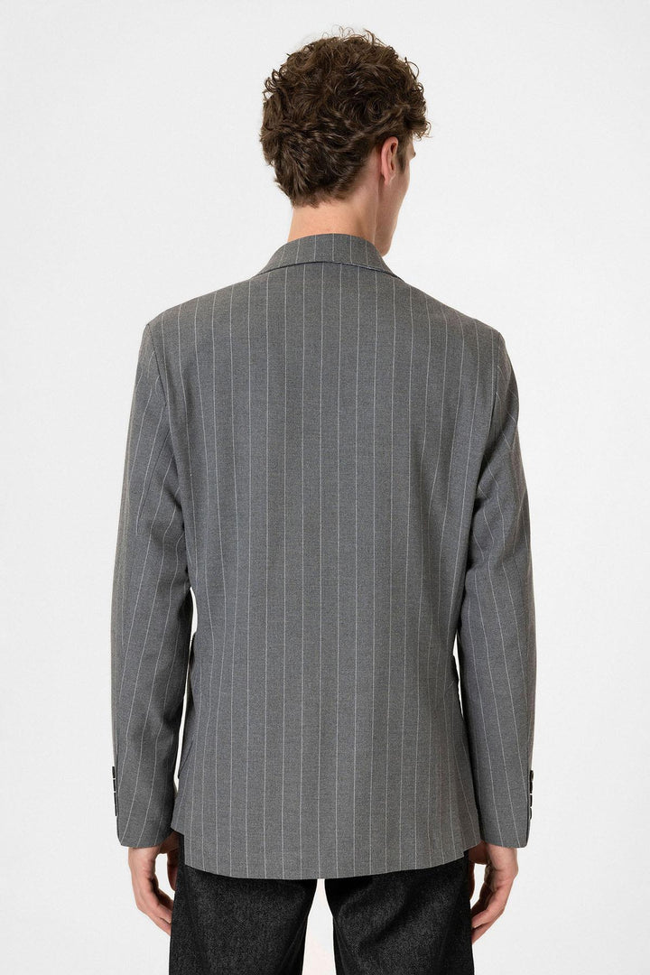 ANT Antioch Gray Slim Fit Striped Men's Blazer Jacket - Piteşti