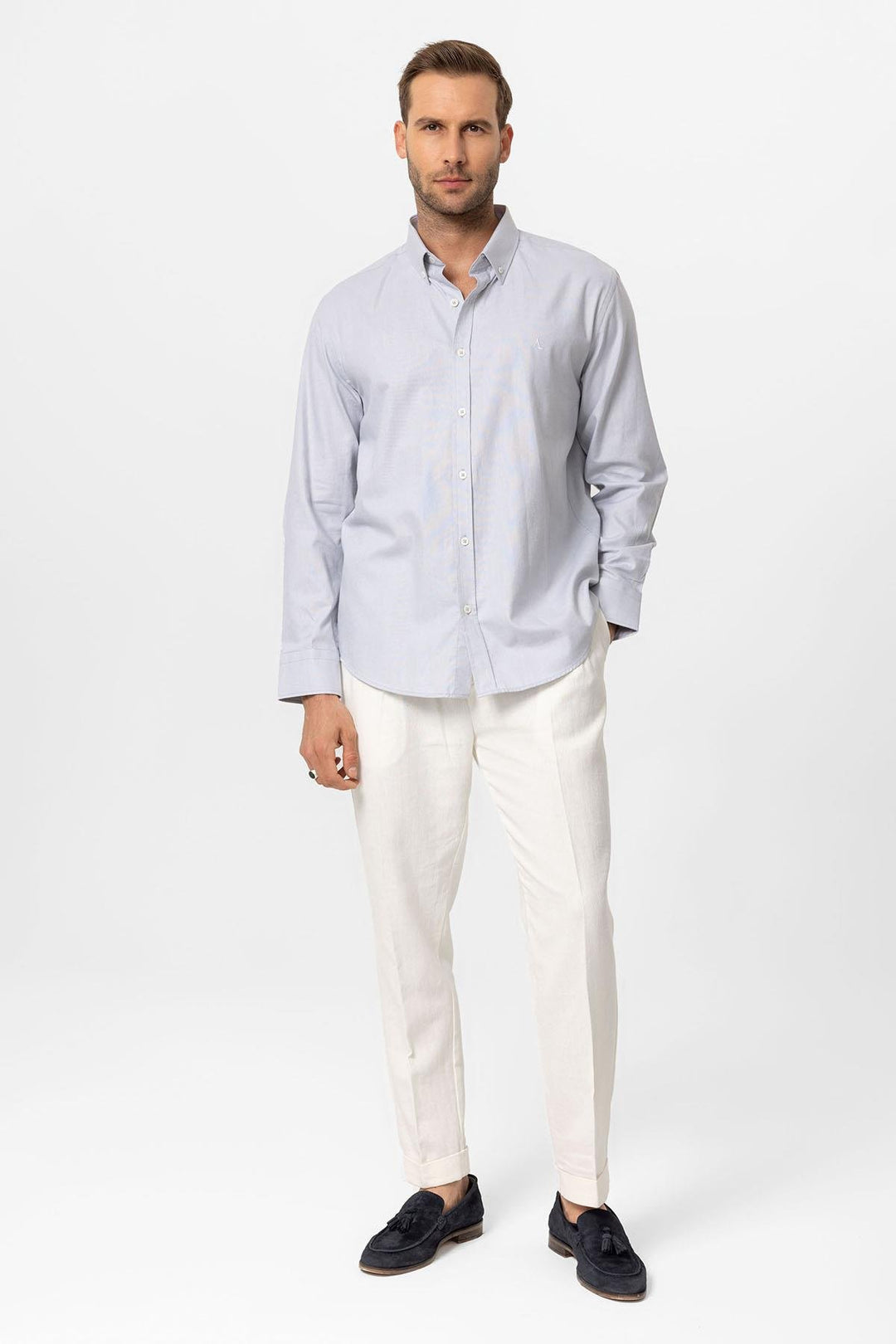 ANT Slim Fit Men's Shirt with Buttoned Collar - Den Helder