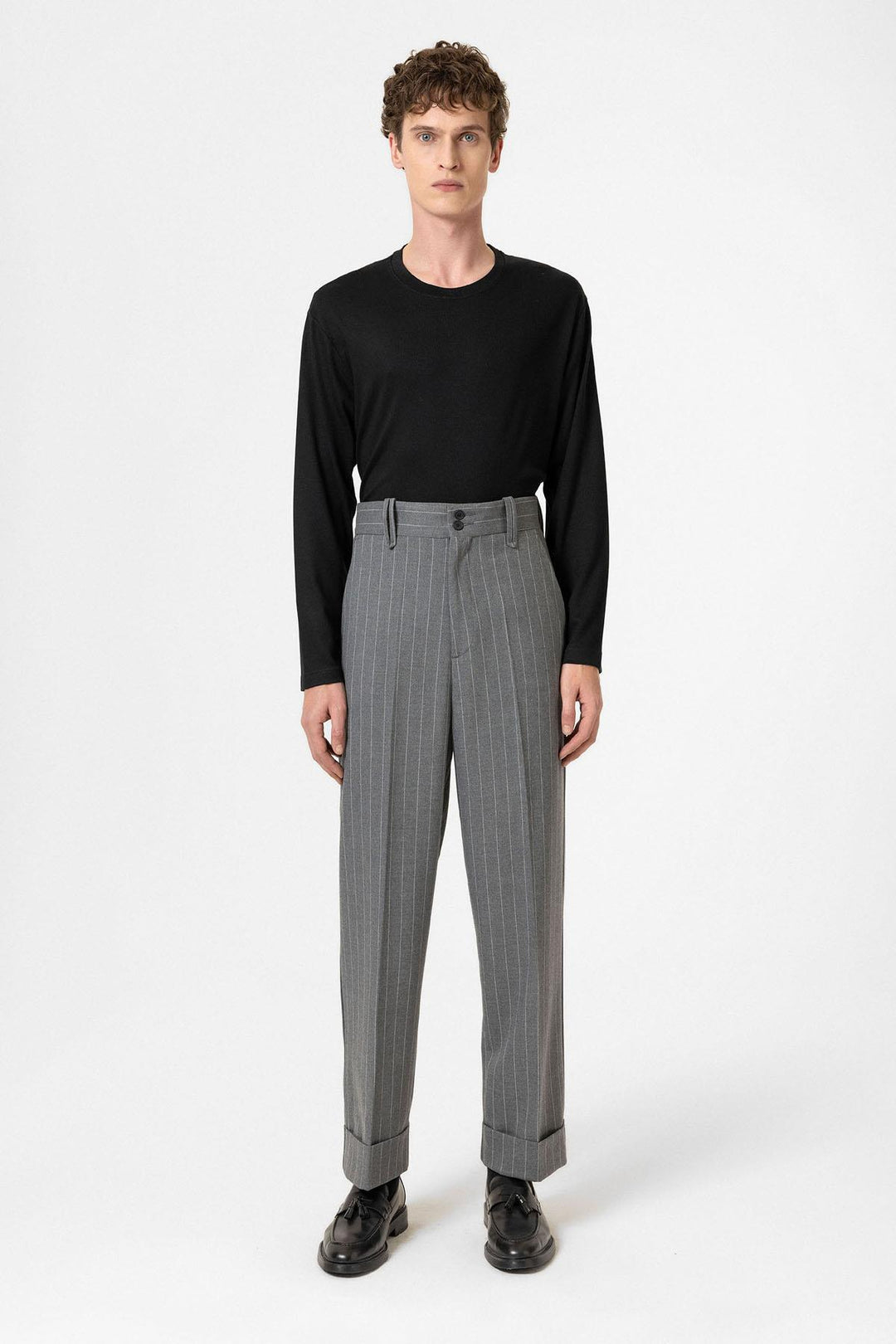 ANT Antioch Gray High Waist Striped Relaxed Fit Men's Pants - Clovis