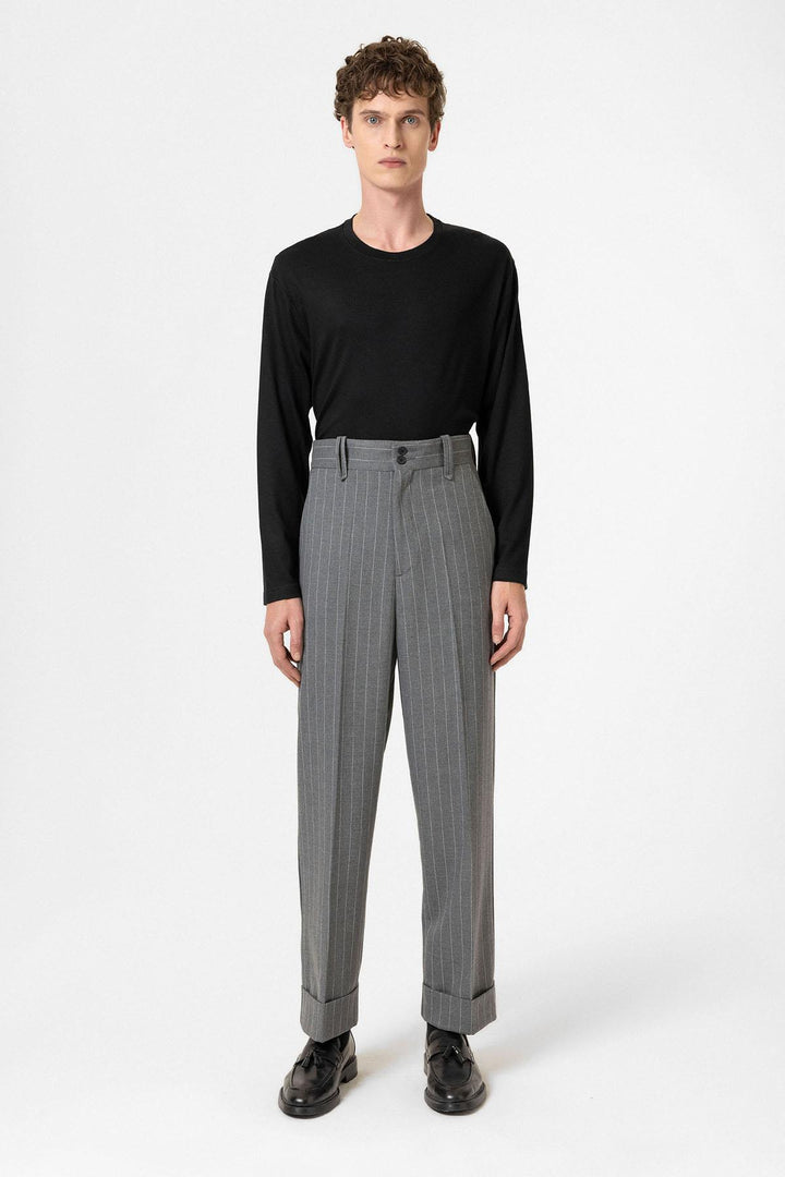 ANT Antioch Gray High Waist Striped Relaxed Fit Men's Pants - Clovis