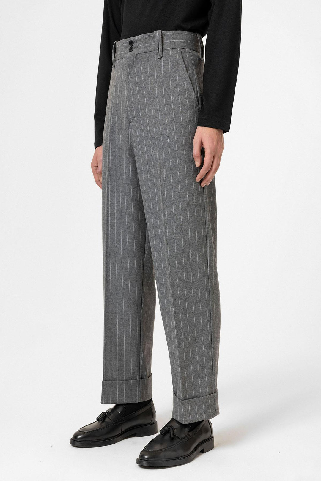 ANT Antioch Gray High Waist Striped Relaxed Fit Men's Pants - Clovis