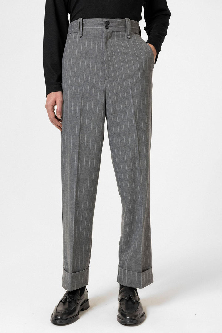 ANT Antioch Gray High Waist Striped Relaxed Fit Men's Pants - Clovis