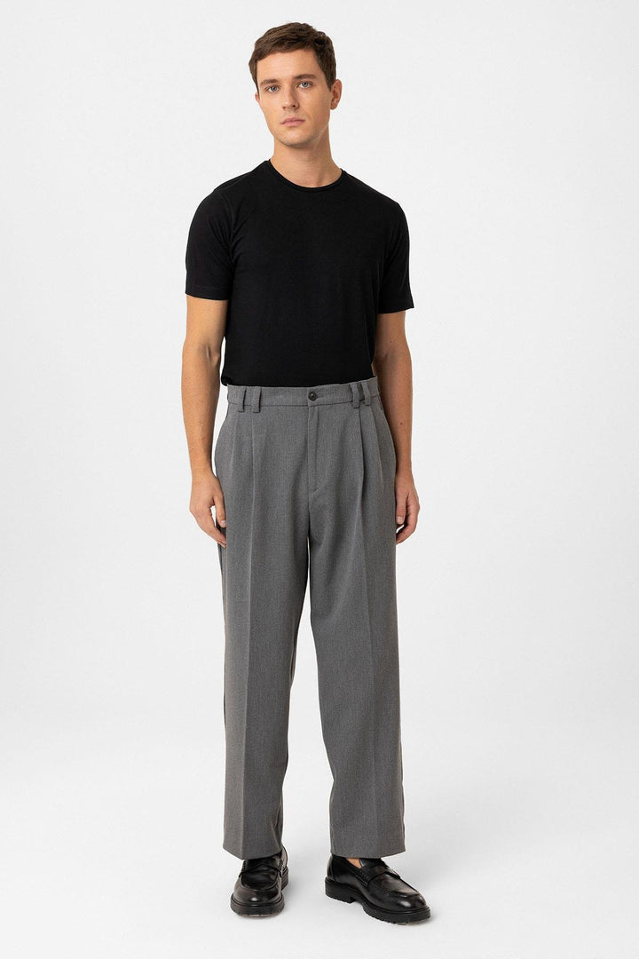ANT Antioch Gray High Waist Relax Fit Pleated Men's Pants - Caldwell