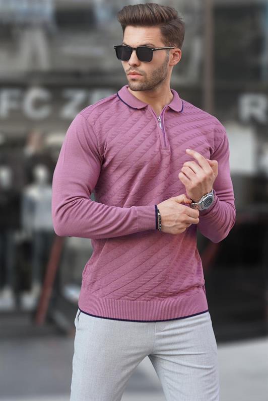 MDX Dried Rose Zippered Men's Sweater 6824 - Albufeira