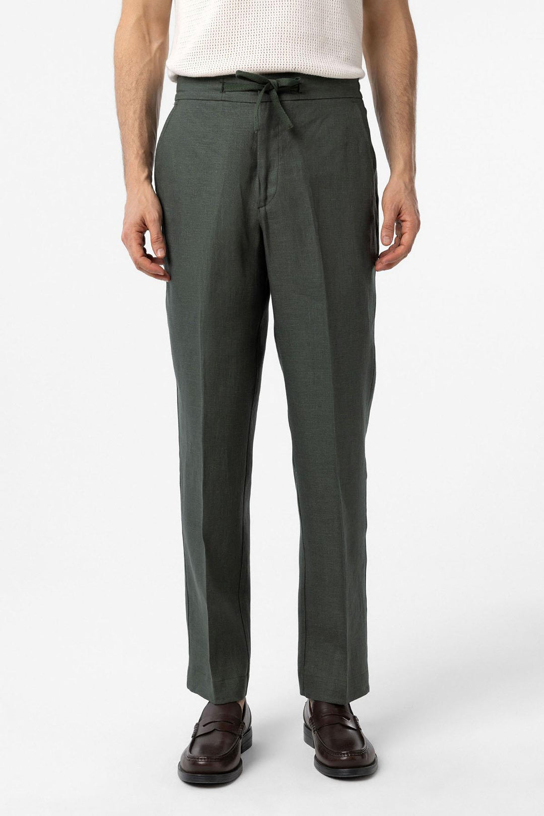 ANT Antioch Haki 100% Linen High Waist Men's Pants - Nantes