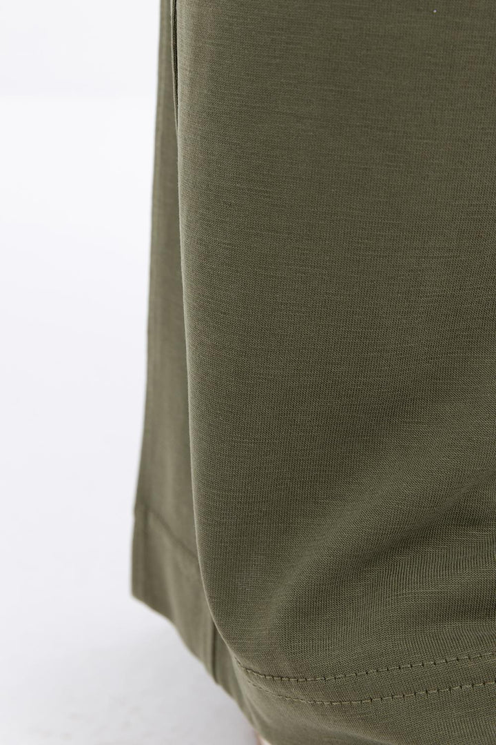 TLD Women Allday Haki Haki-large Size Elastic Waistband Lycra Wide Leg Pants - Freehold