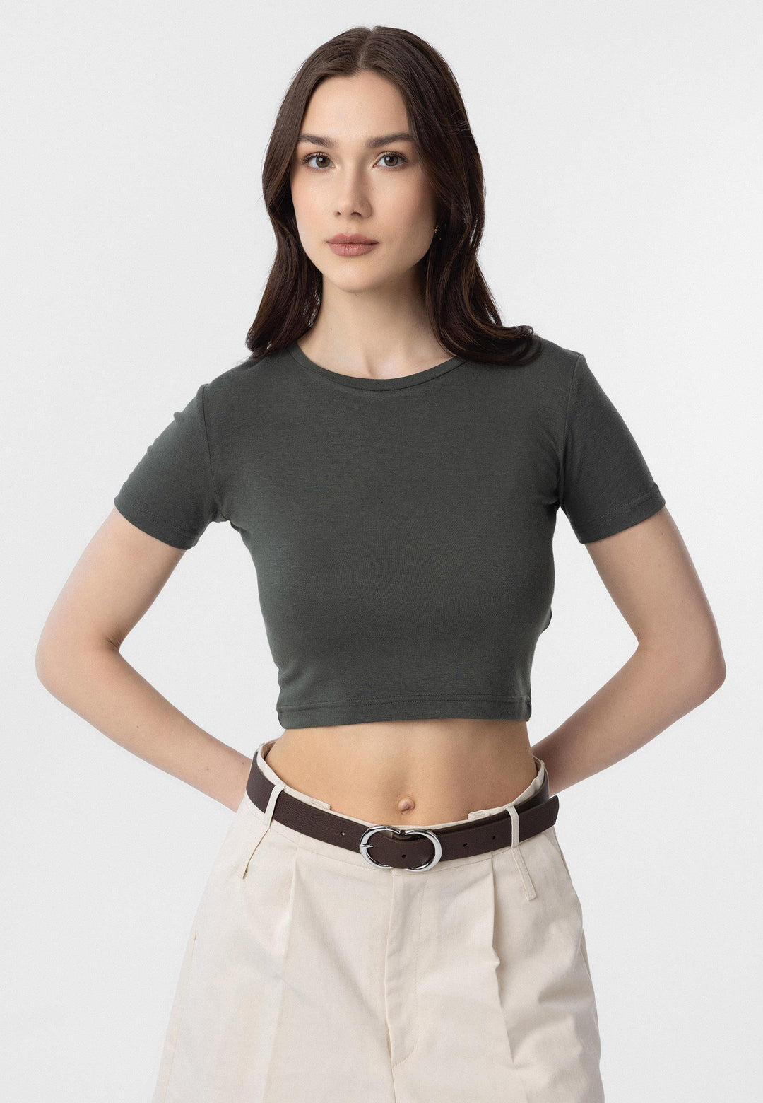 ANT Antioch Haki Crop Women's T-Shirt - Shawnee