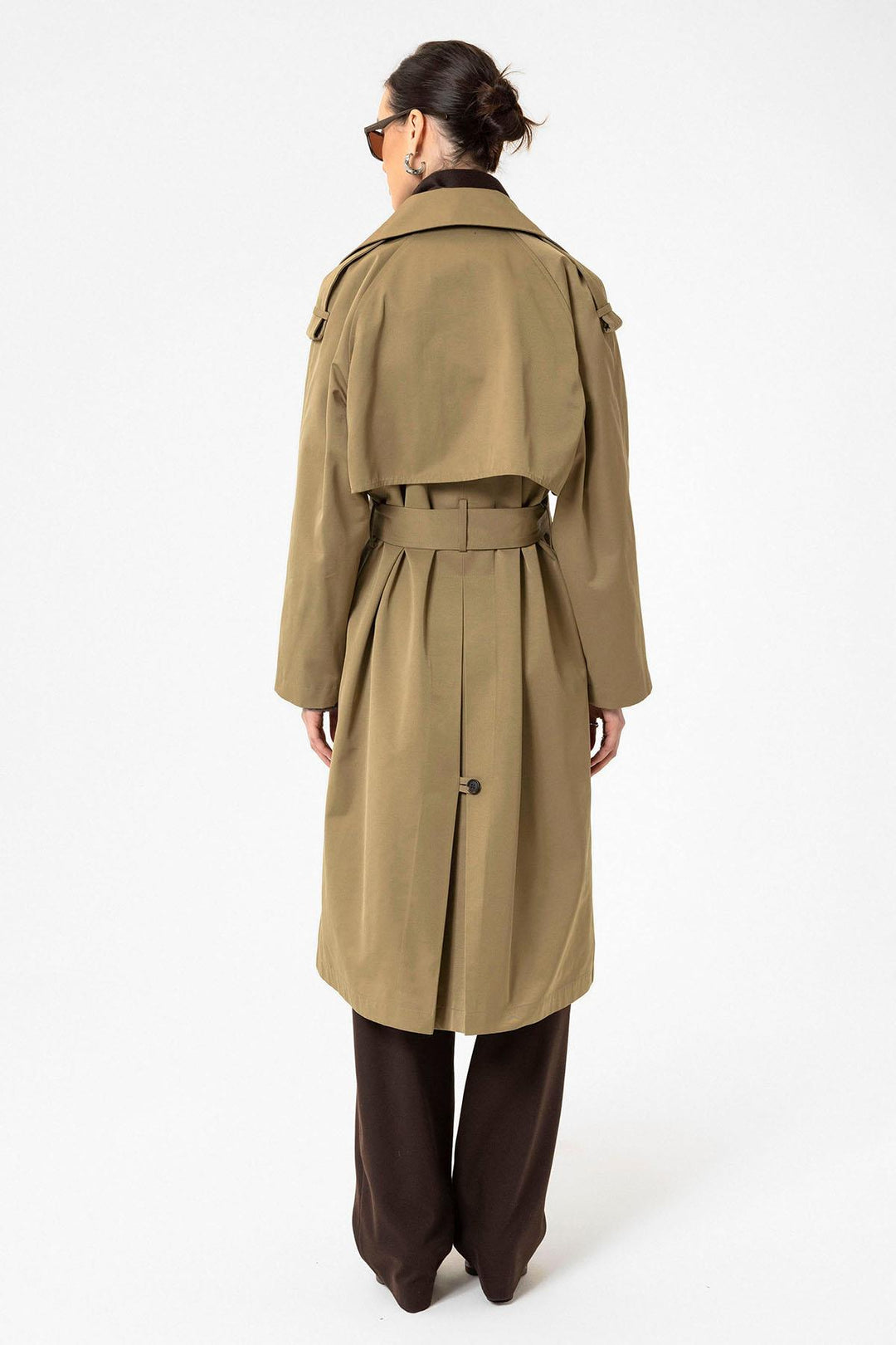 ANT Antioch Beige Women's Belted Long Trench Coat - Yucaipa