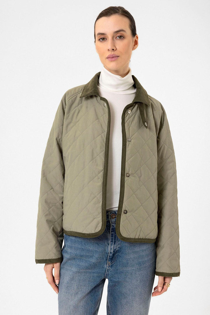 ANT Antioch Haki Women's Quilted Jacket with Polo Collar - Lawrence