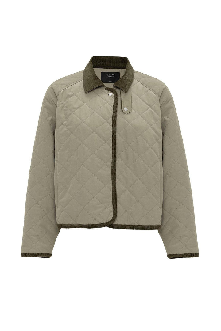 ANT Antioch Haki Women's Quilted Jacket with Polo Collar - Lawrence