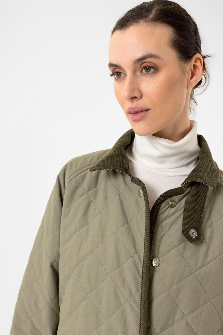 ANT Antioch Haki Women's Quilted Jacket with Polo Collar - Lawrence
