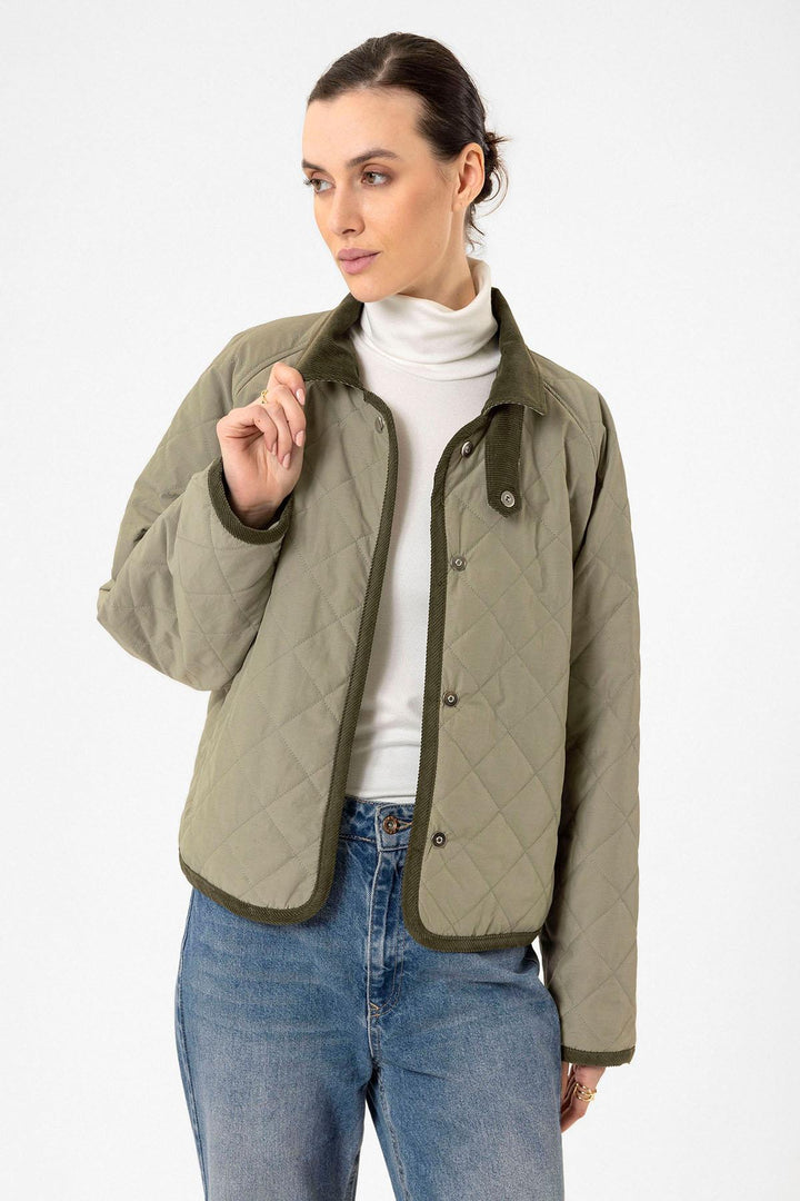 ANT Antioch Haki Women's Quilted Jacket with Polo Collar - Lawrence