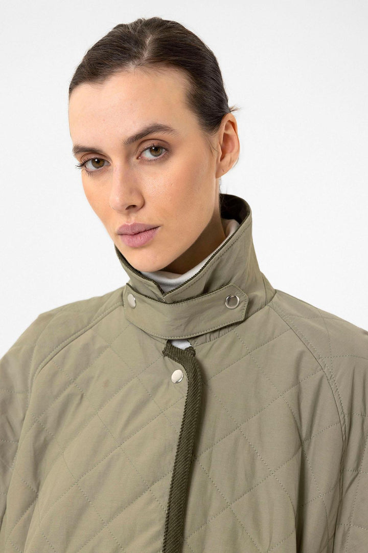 ANT Antioch Haki Women's Quilted Jacket with Polo Collar - Lawrence