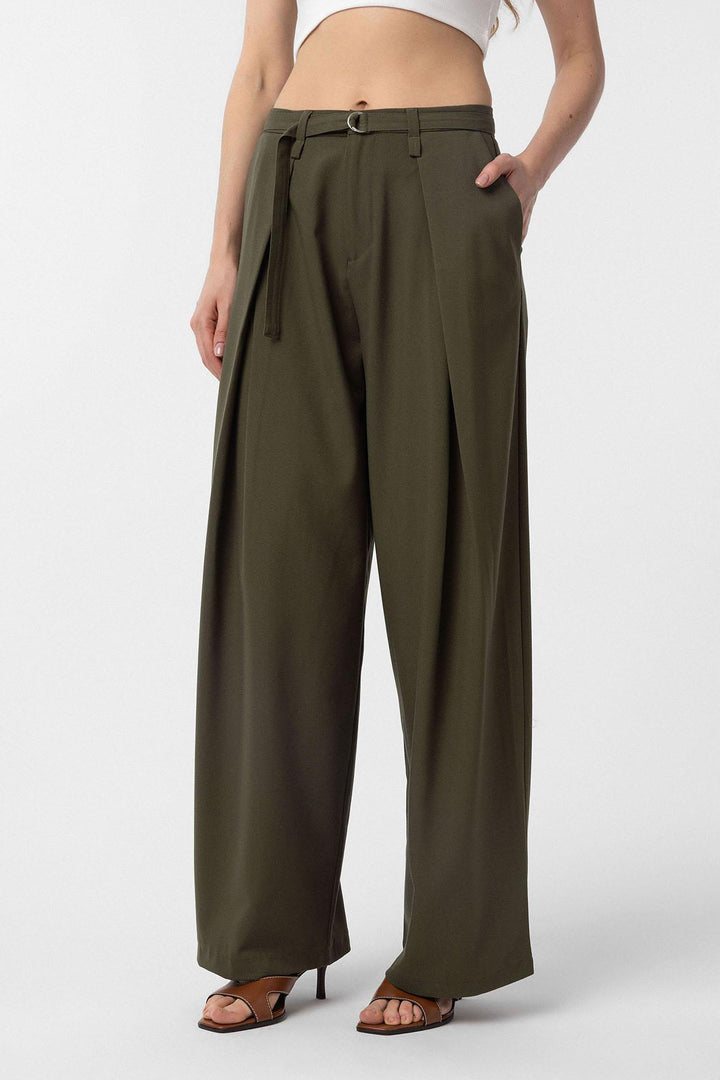 ANT Antioch Khaki Belted High-Waisted Women's Pants - Penafiel
