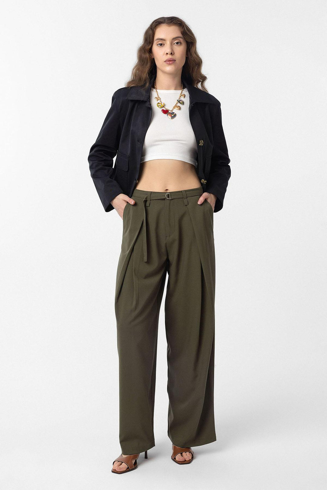 ANT Antioch Khaki Belted High-Waisted Women's Pants - Penafiel