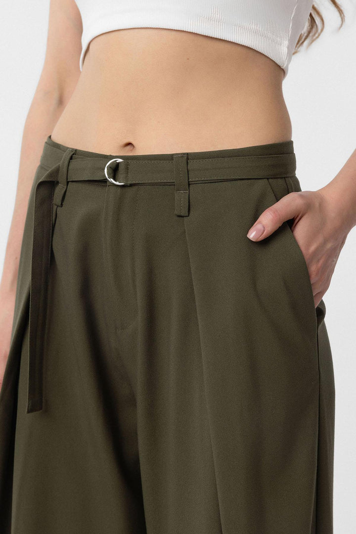 ANT Antioch Khaki Belted High-Waisted Women's Pants - Penafiel