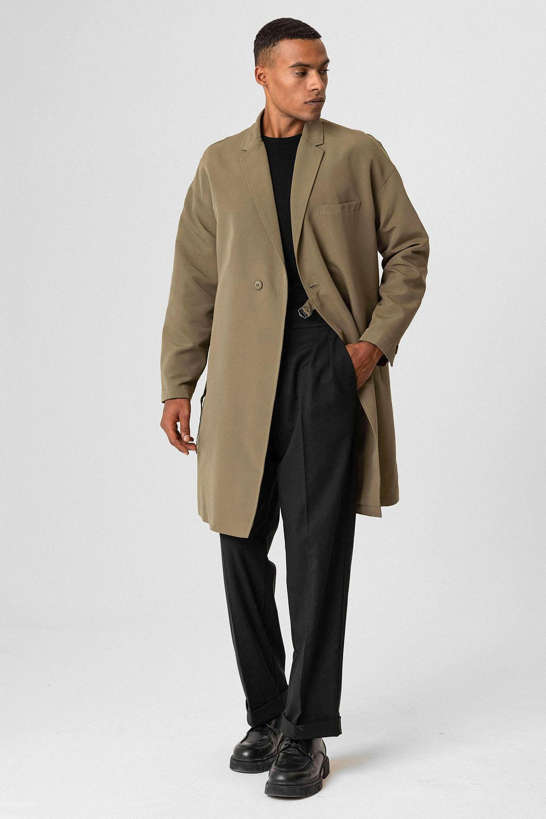 ANT Men's Trench Coat with Buckle Detail - Rovereto