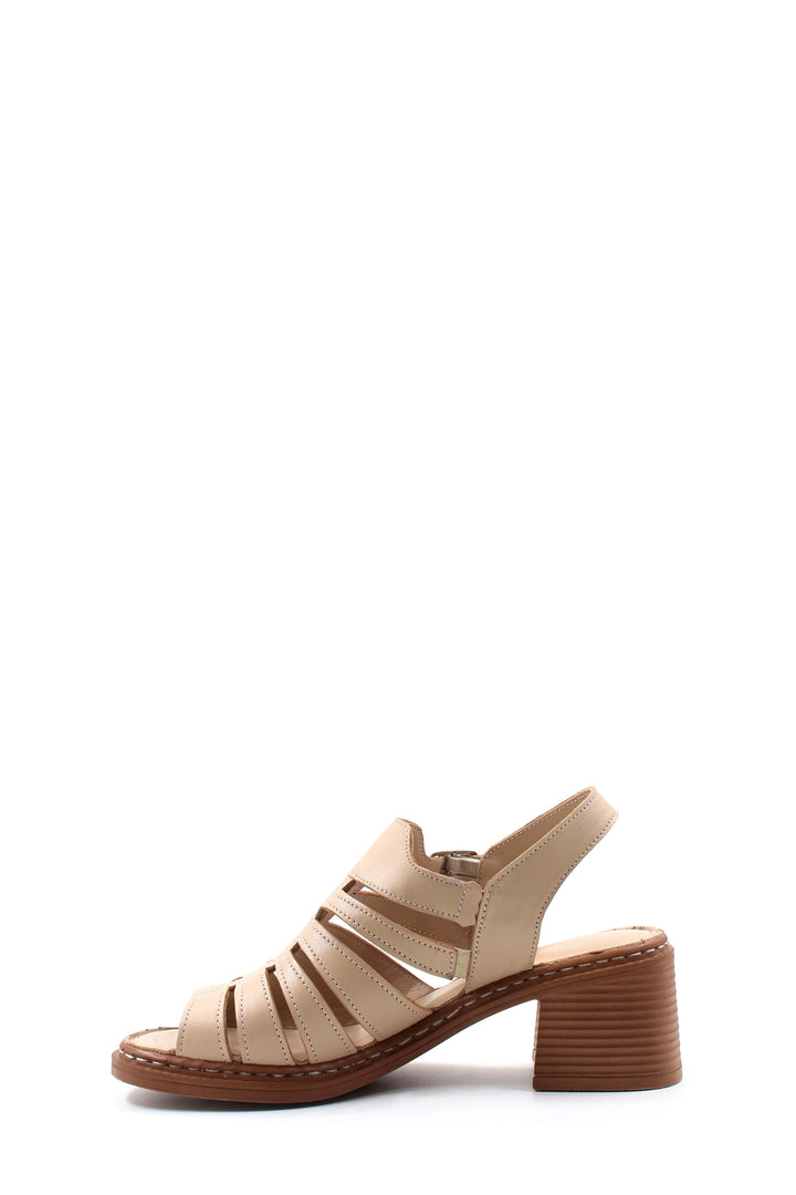 FST Genuine Leather Women's Wedge Heel Sandal 621ZA937L Beige - Weston-super-Mare
