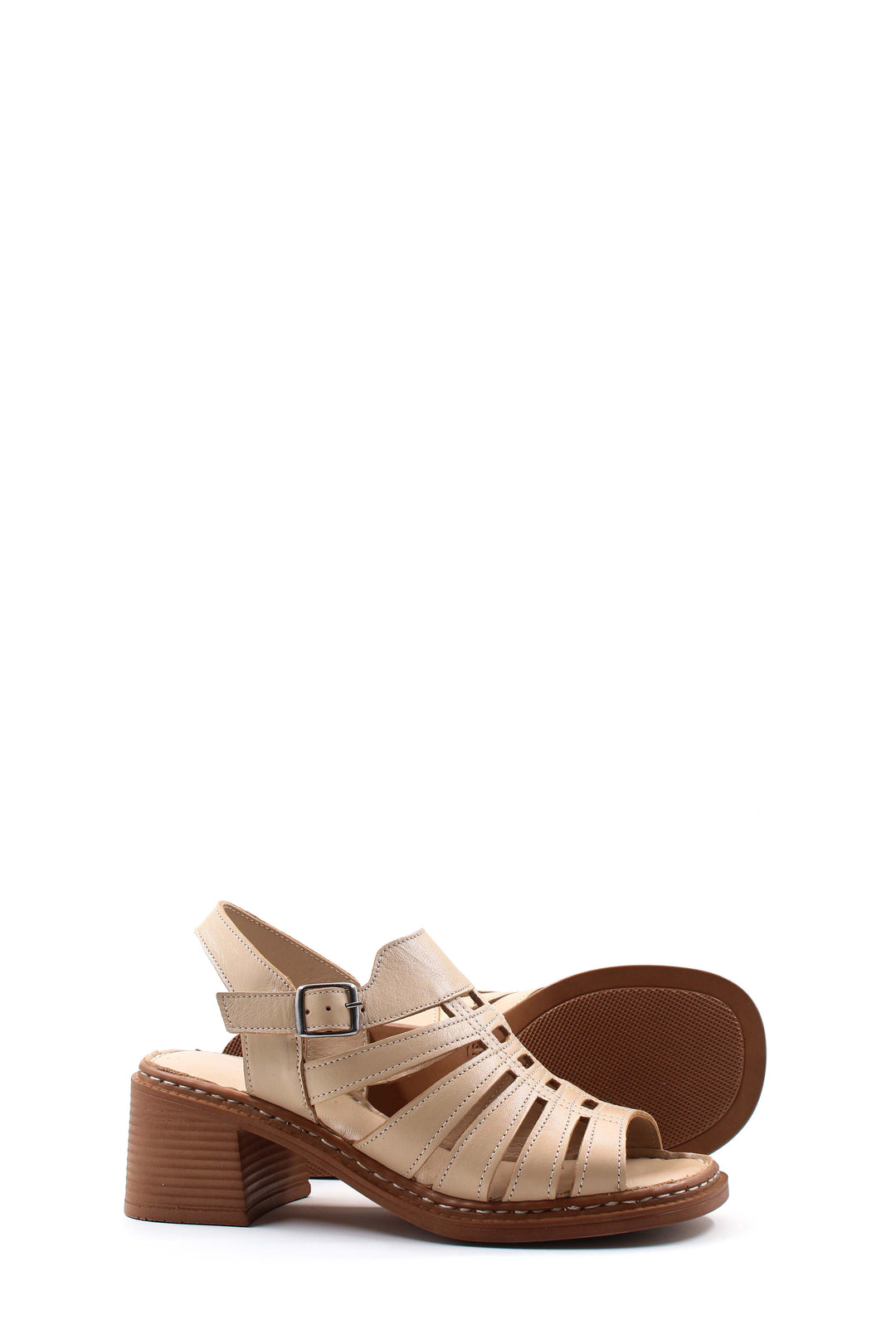 FST Genuine Leather Women's Wedge Heel Sandal 621ZA937L Beige - Weston-super-Mare