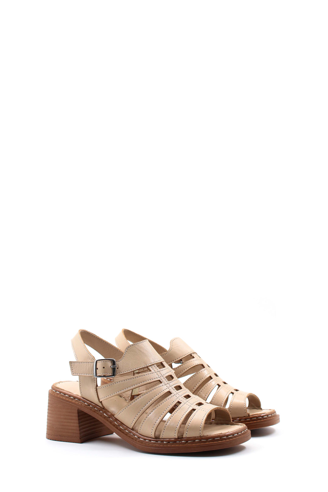 FST Genuine Leather Women's Wedge Heel Sandal 621ZA937L Beige - Weston-super-Mare
