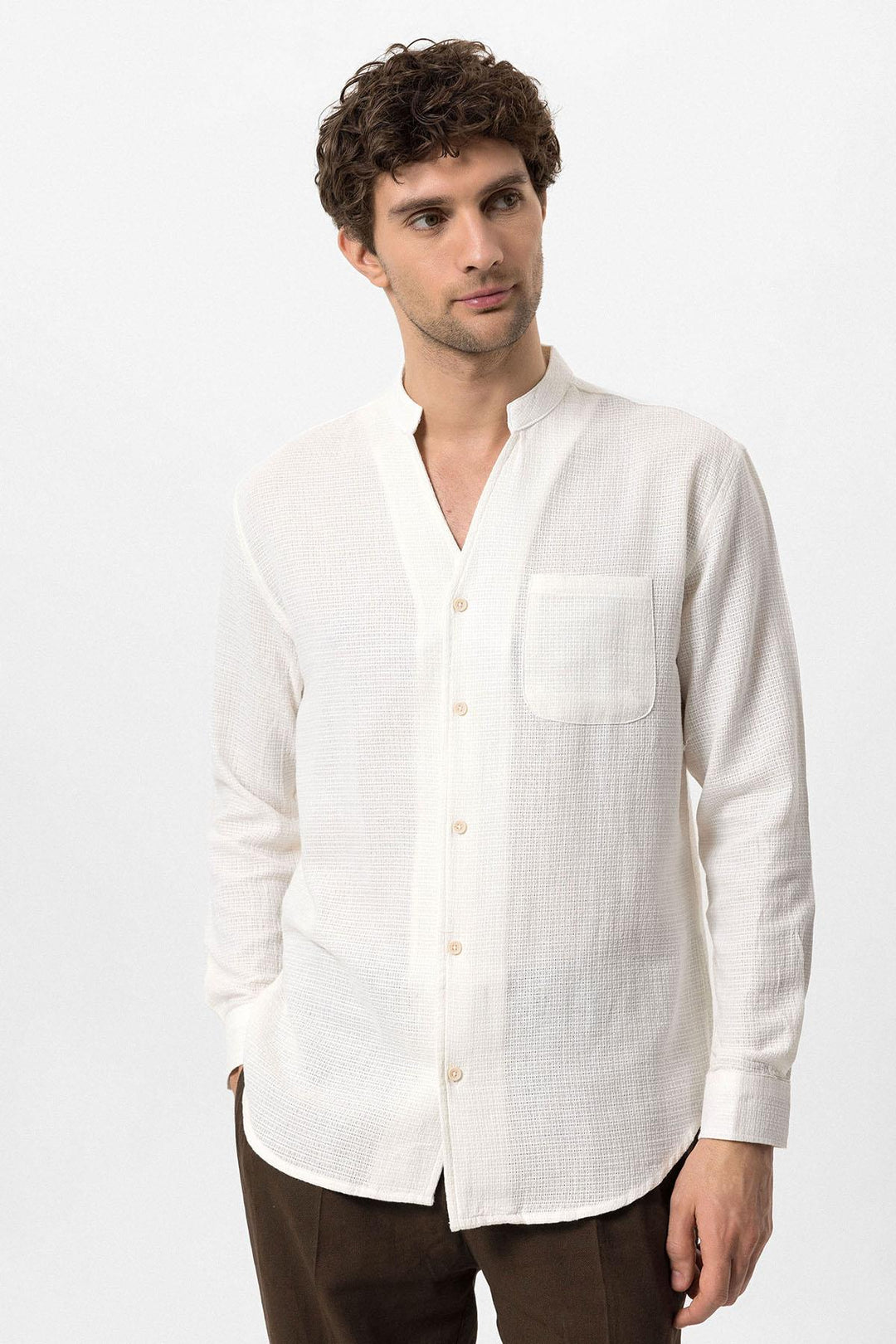 ANT Judge Collar Knitted Textured Men's Shirt - Bassano del Grappa
