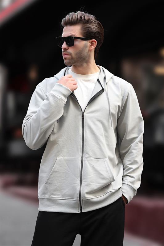 MDX Men's Hooded Zippered Sweater in Gray 7070 - Dagenham