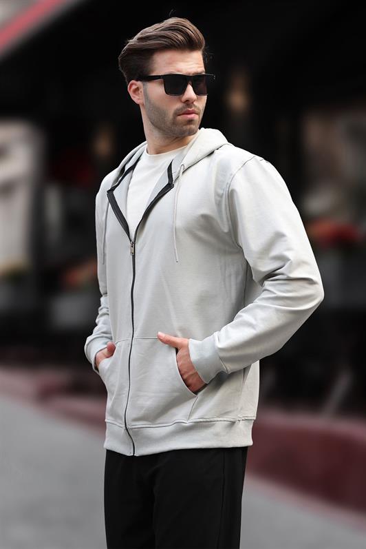 MDX Men's Hooded Zippered Sweater in Gray 7070 - Dagenham