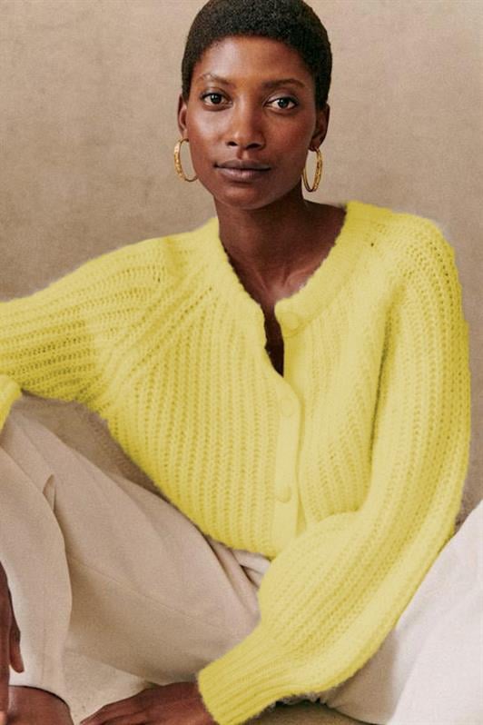 MDX Yellow Bicycle Collar Thessaloniki Knitted Buttoned Women's Cardigan Mg2487 - Garbsen