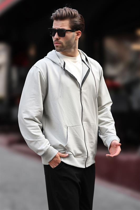 MDX Men's Hooded Zippered Sweater in Gray 7070 - Dagenham