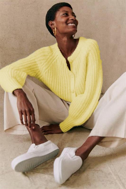 MDX Yellow Bicycle Collar Thessaloniki Knitted Buttoned Women's Cardigan Mg2487 - Garbsen