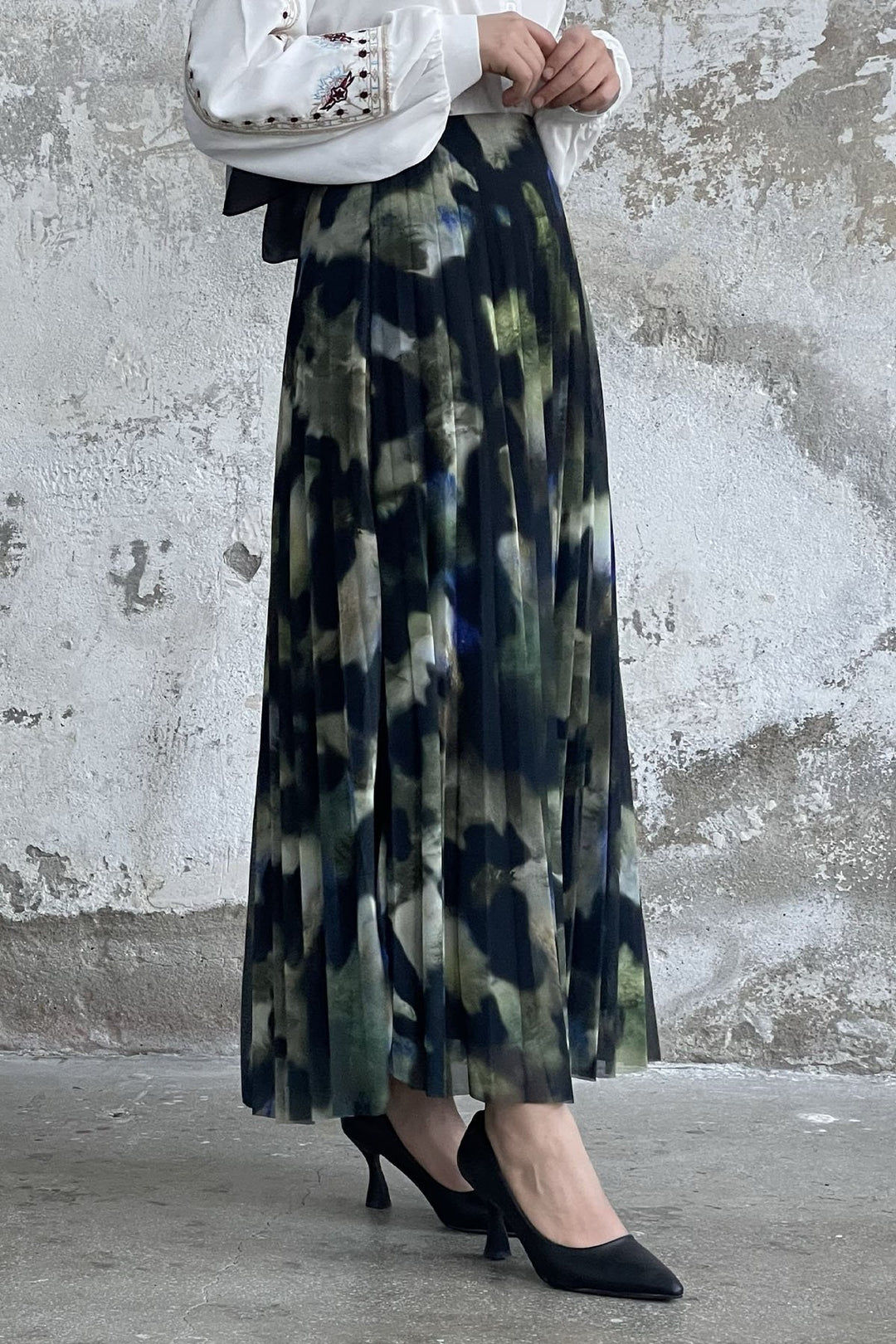 MDS Women Batik Pattern Lined Tulle Skirt - Pistachio Green - Ames