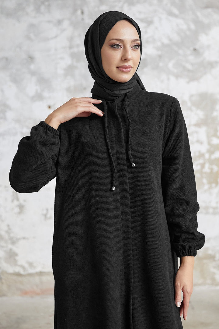 MDS Women Levina Secret Snap Abaya - Black - Delaware