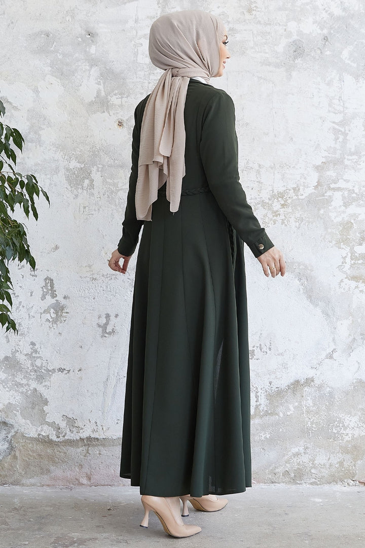 MDS Women Sivya Coast Buttoned Belted Abaya - Khaki - Aschaffenburg