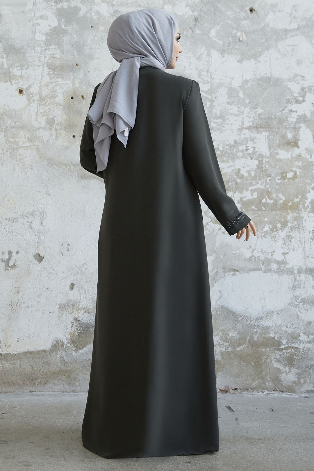 MDS Women Stone Robe Detailed Abaya - Khaki - Druzhkivka