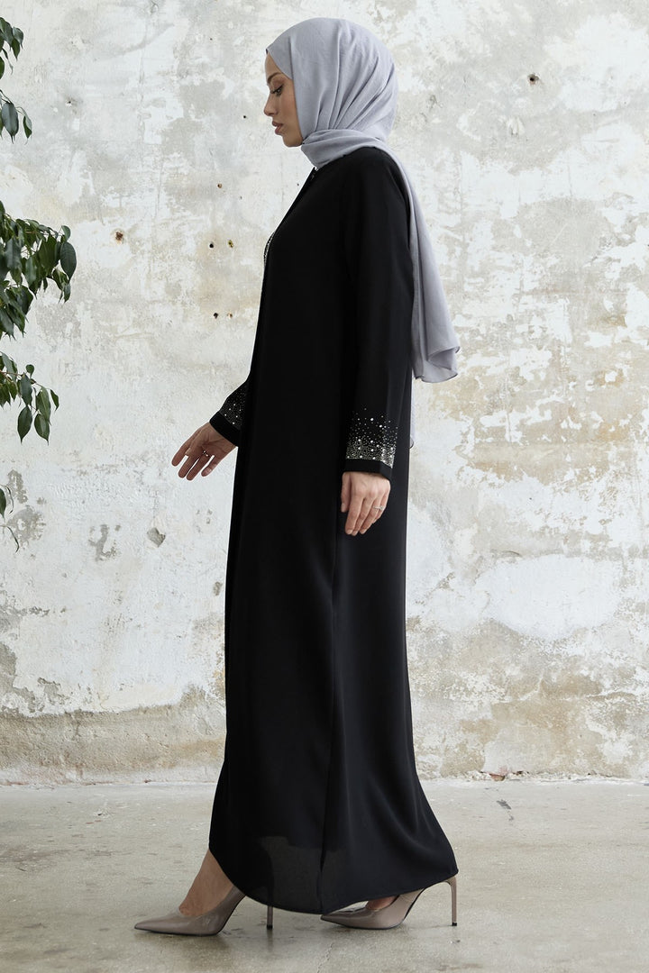 MDS Women Stone-embellished Abaya - Black - Moncada