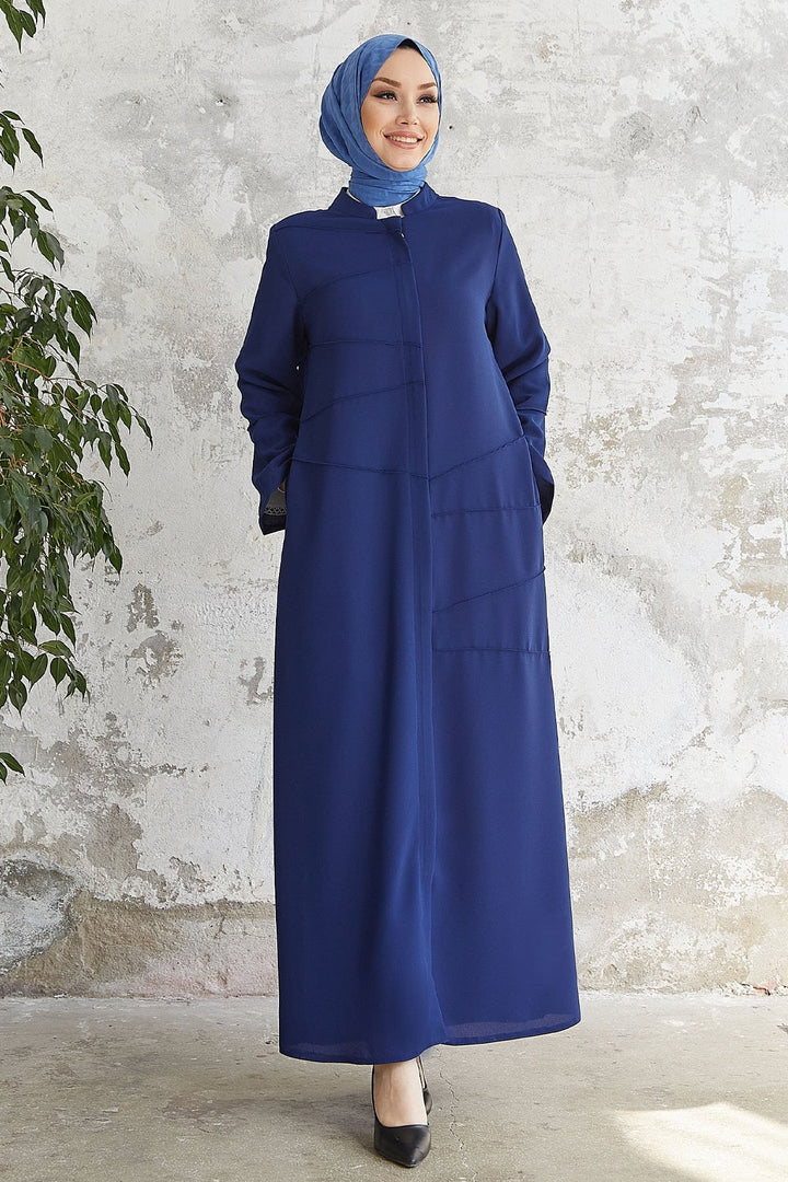 MDS Women Ivory Biye Pattern Abaya - Indigo - Westfield