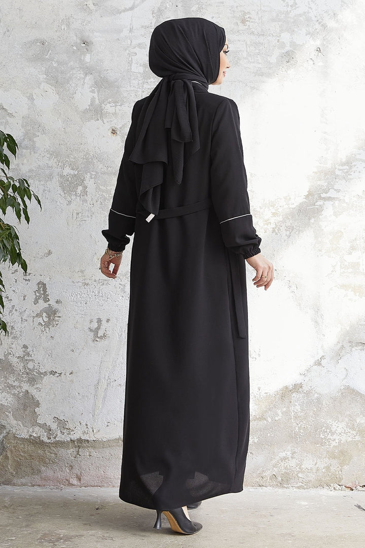 MDS Women Milena Belt Detail Belted Abaya - Black - Chalkída