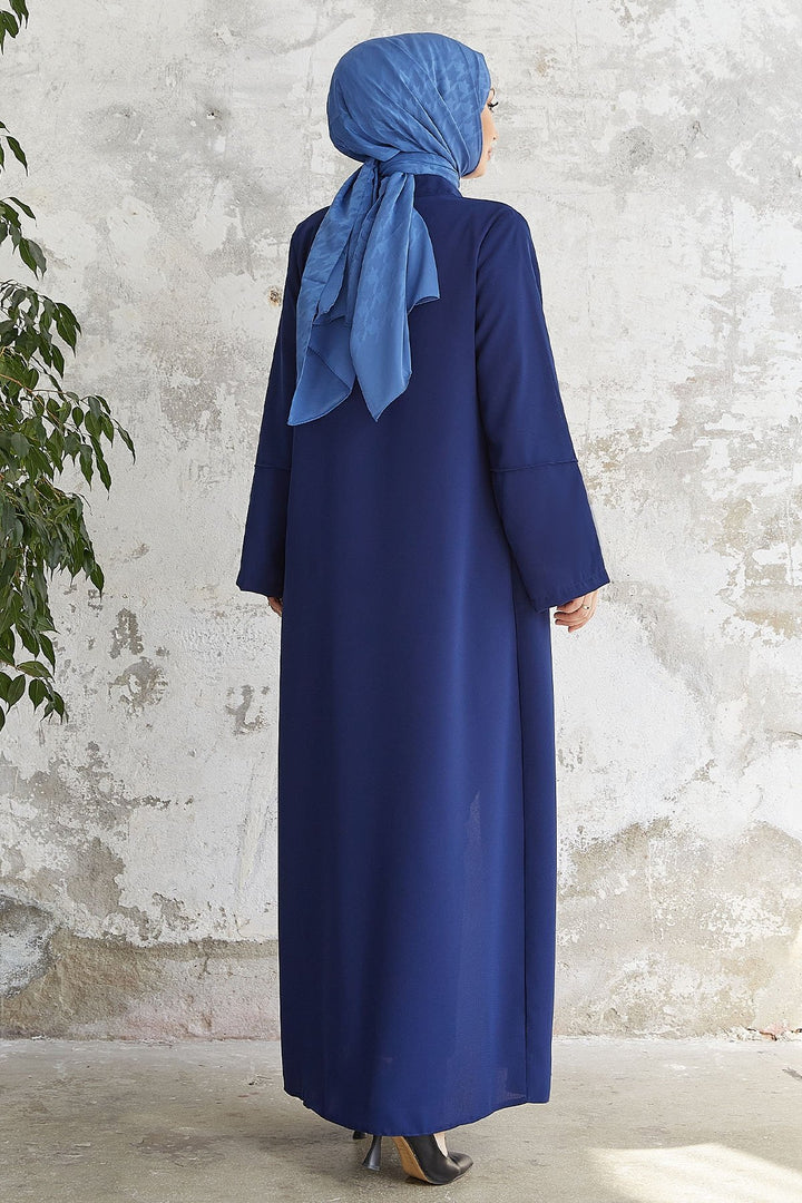 MDS Women Ivory Biye Pattern Abaya - Indigo - Westfield