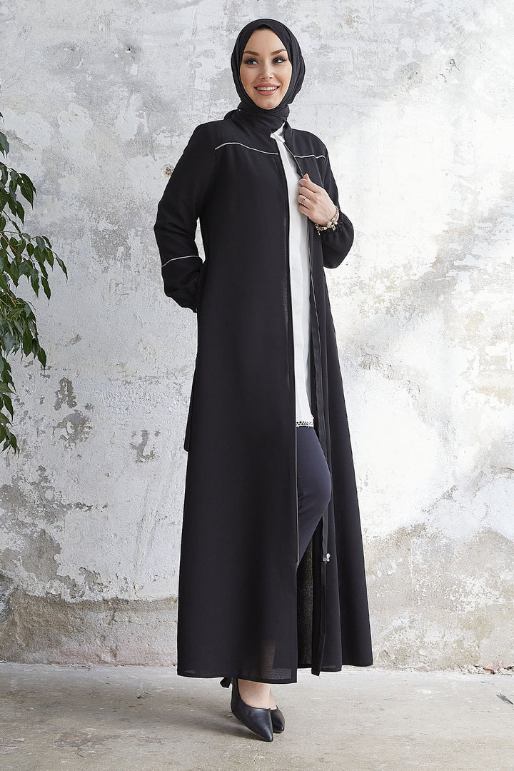 MDS Women Milena Belt Detail Belted Abaya - Black - Chalkída
