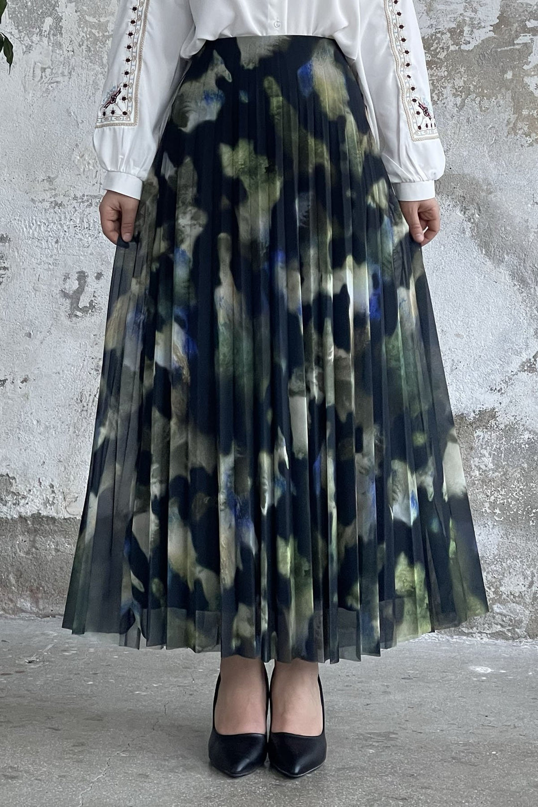 MDS Women Batik Pattern Lined Tulle Skirt - Pistachio Green - Ames